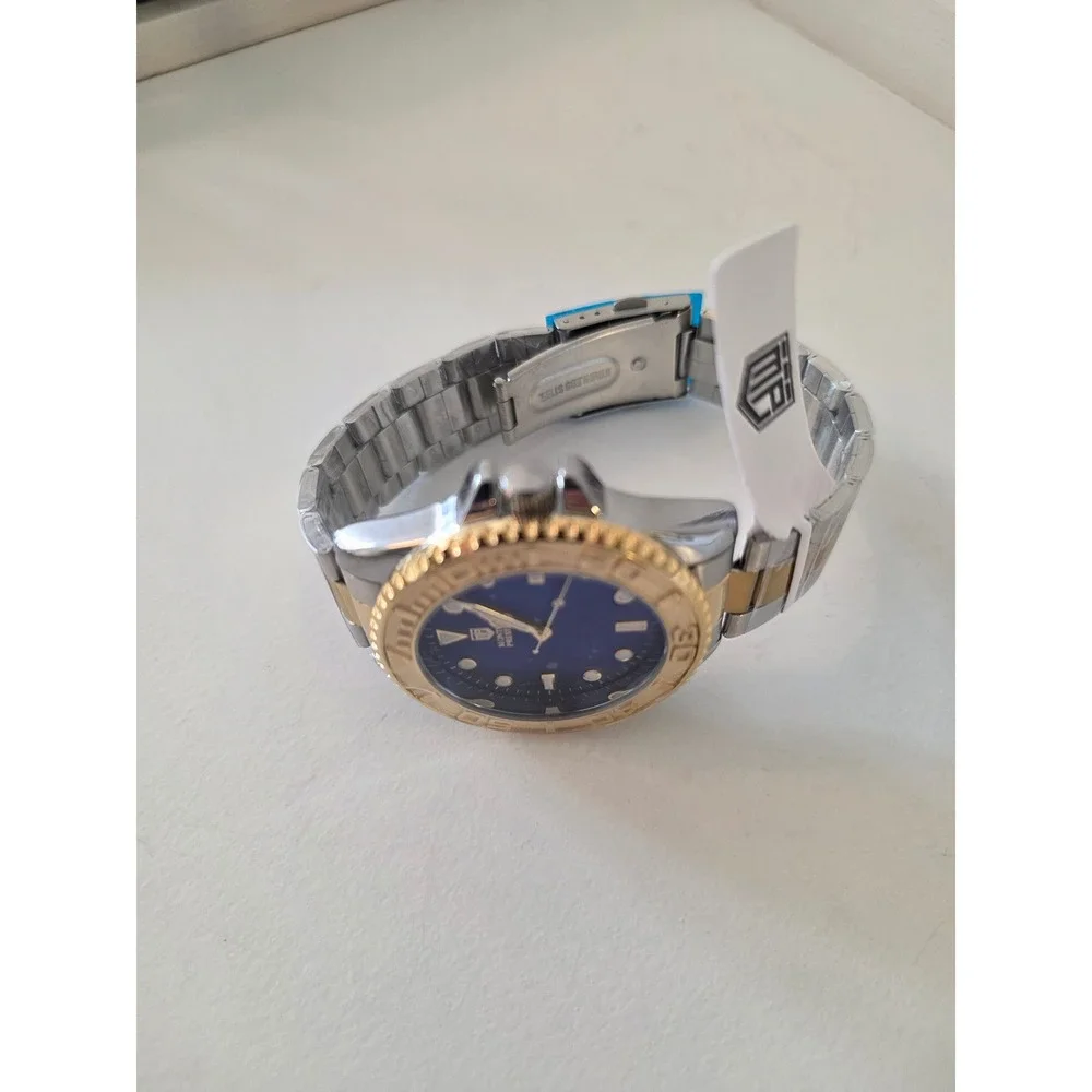 Montres Prestige Men's Two-Tone Blue Dial Diver Style Watch New in Box
